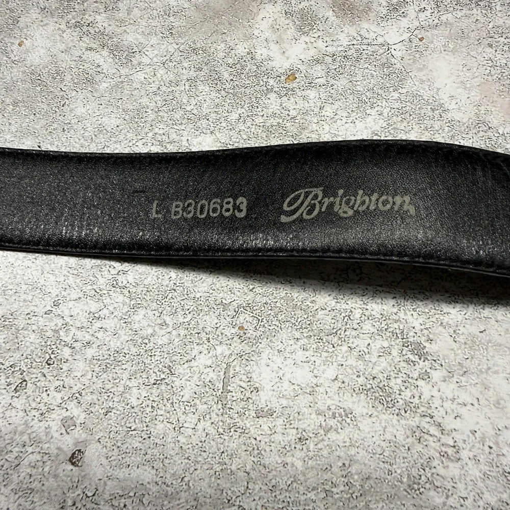Brighton Belt Womens Large Black Leather Croc Embossed D-Ring Buckle B30683